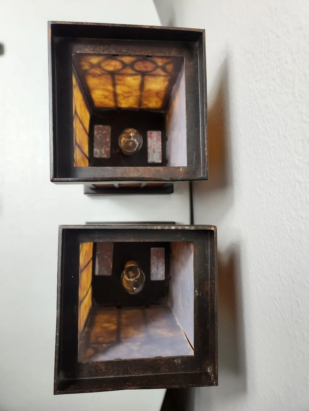 Mica Amber VTG Craftsman Arts & Crafts Touch Control Pair of Accent Lamps